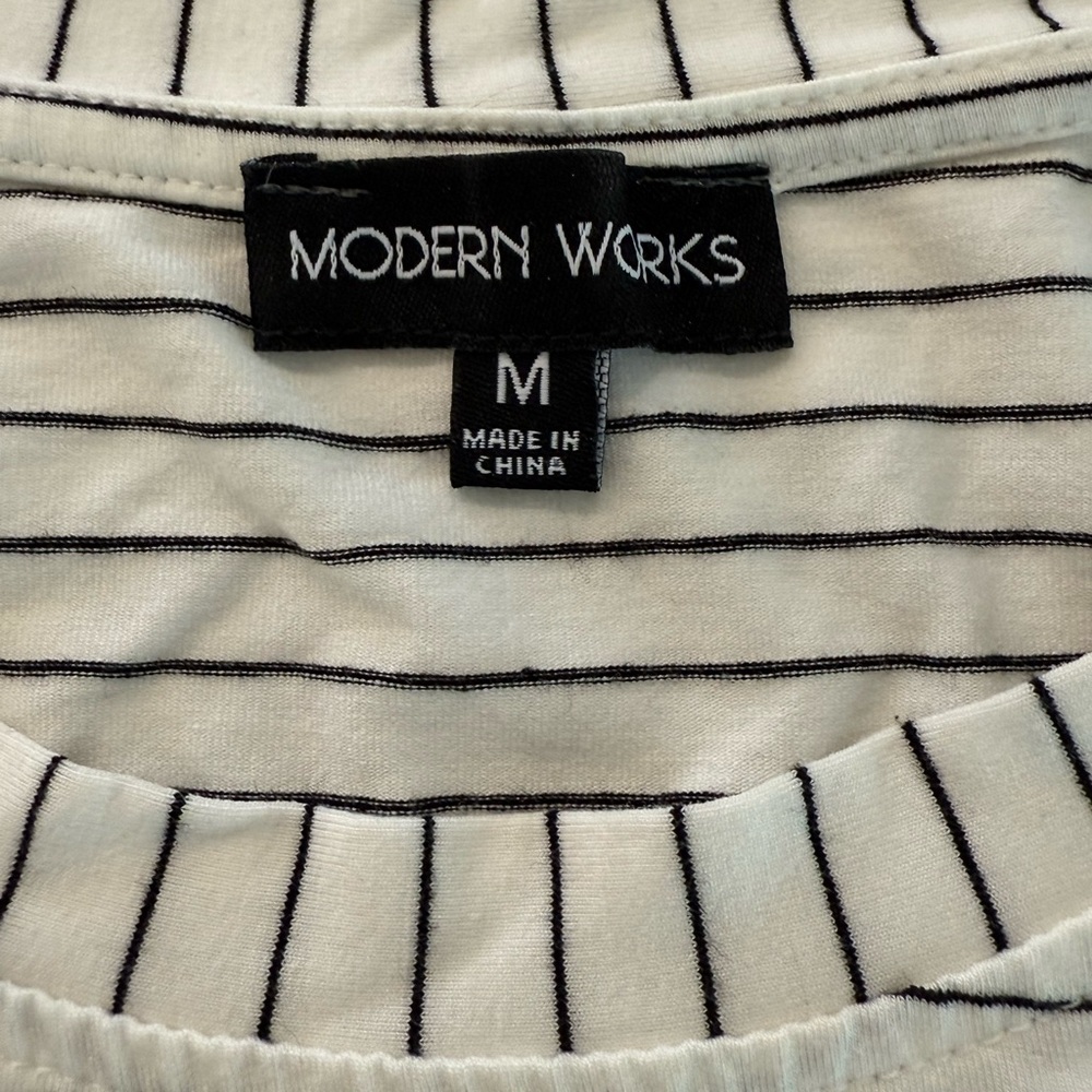 Women's Black and White Striped Jersey Top